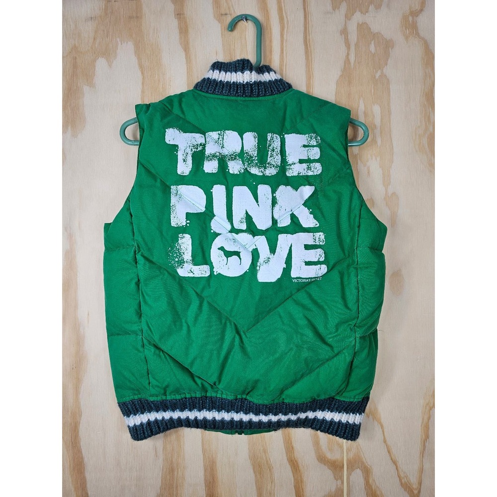 Y2K Victoria's Secret Pink Green Puff Vest